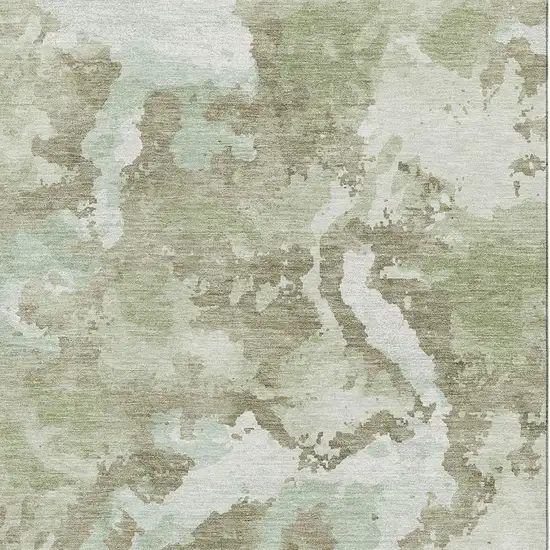 Artichoke Green Ivory And Sage Abstract Washable Area Rug With UV Protection Photo 2