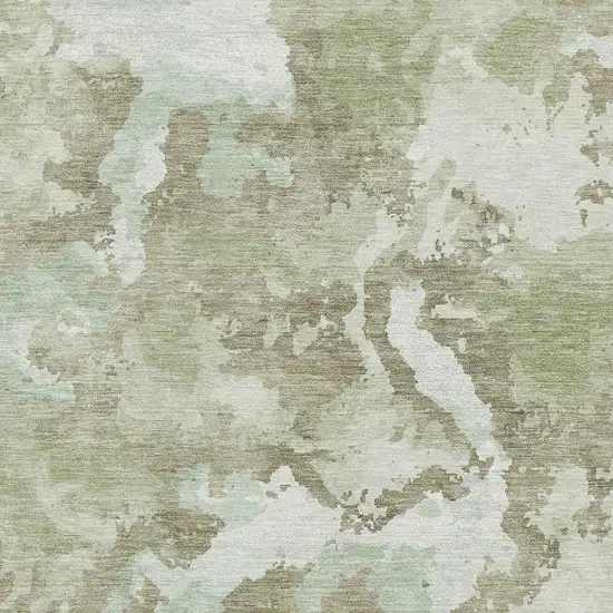 Artichoke Green Ivory And Sage Abstract Washable Area Rug With UV Protection Photo 2