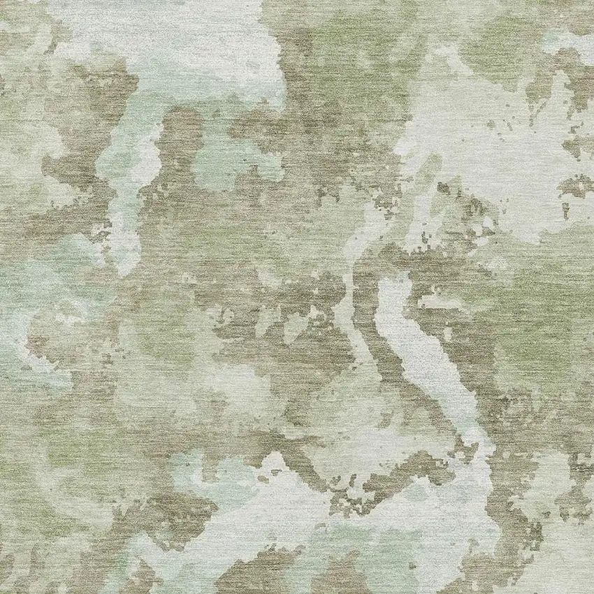 Artichoke Green Ivory And Sage Abstract Washable Area Rug With UV Protection Photo 2