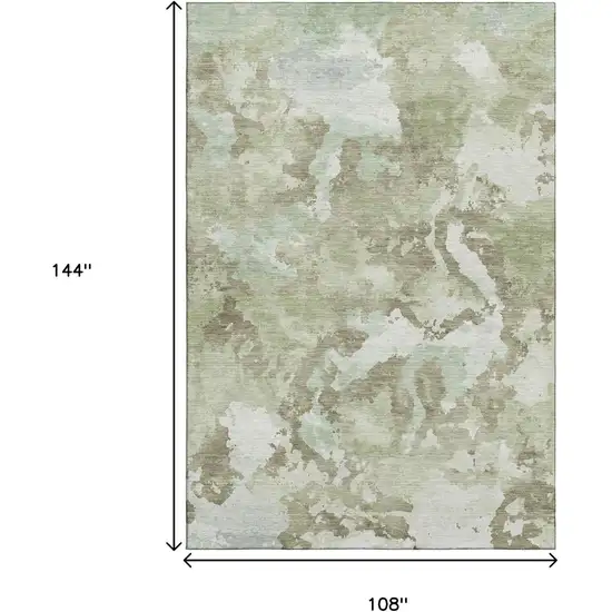 Artichoke Green Ivory And Sage Abstract Washable Area Rug With UV Protection Photo 9