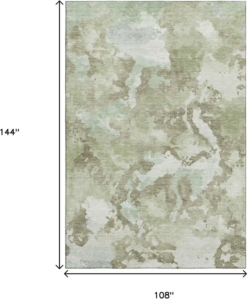 Artichoke Green Ivory And Sage Abstract Washable Area Rug With UV Protection Photo 9