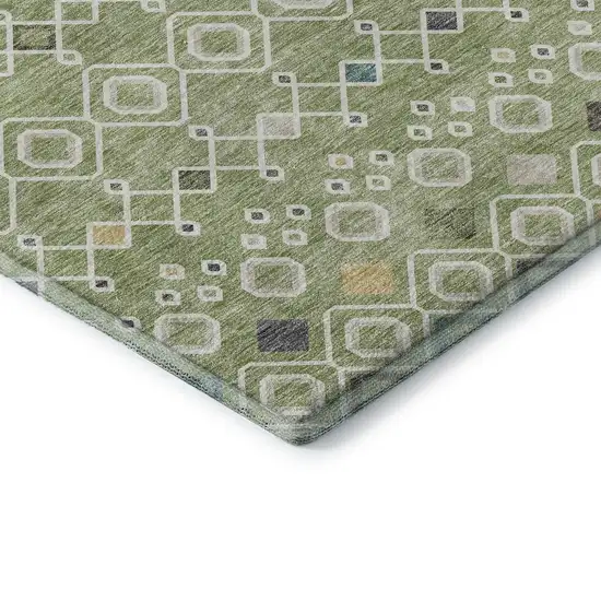 Artichoke Green Ivory And Teal Southwestern Washable Area Rug With UV Protection Photo 7