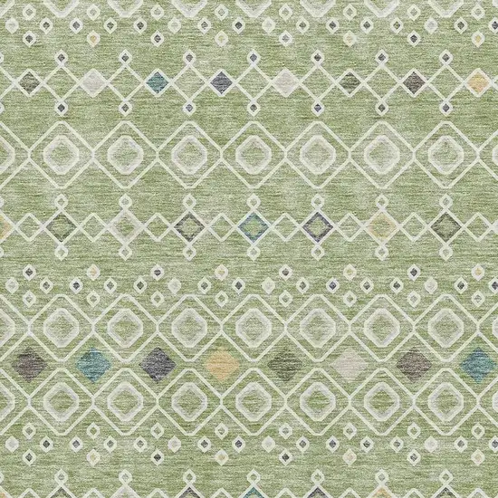 Artichoke Green Ivory And Teal Southwestern Washable Area Rug With UV Protection Photo 2