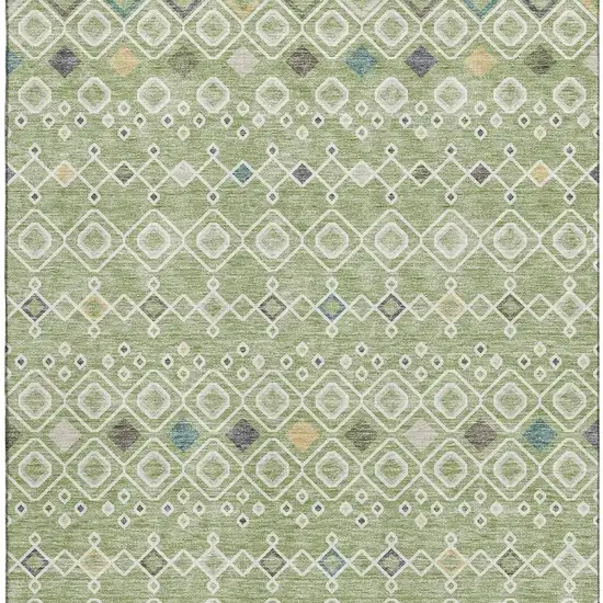Artichoke Green Ivory And Teal Southwestern Washable Area Rug With UV Protection Photo 3