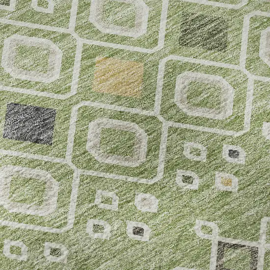 Artichoke Green Ivory And Teal Southwestern Washable Area Rug With UV Protection Photo 9