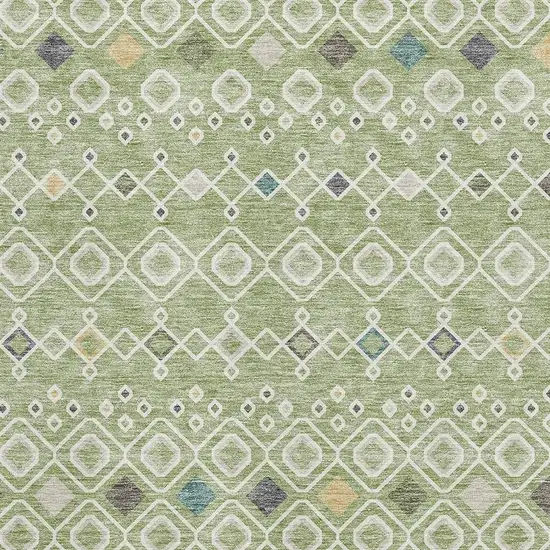 Artichoke Green Ivory And Teal Southwestern Washable Area Rug With UV Protection Photo 2