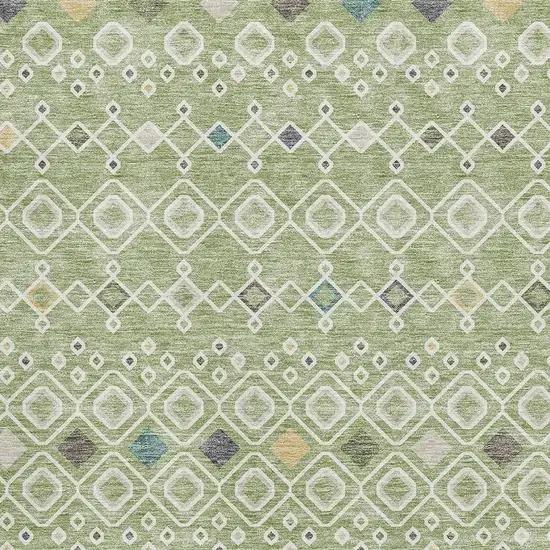 Artichoke Green Ivory And Teal Southwestern Washable Area Rug With UV Protection Photo 2