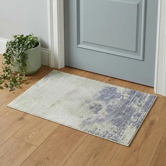 Artichoke Green Lavender And Ivory Abstract Washable Area Rug With UV Protection Photo 1