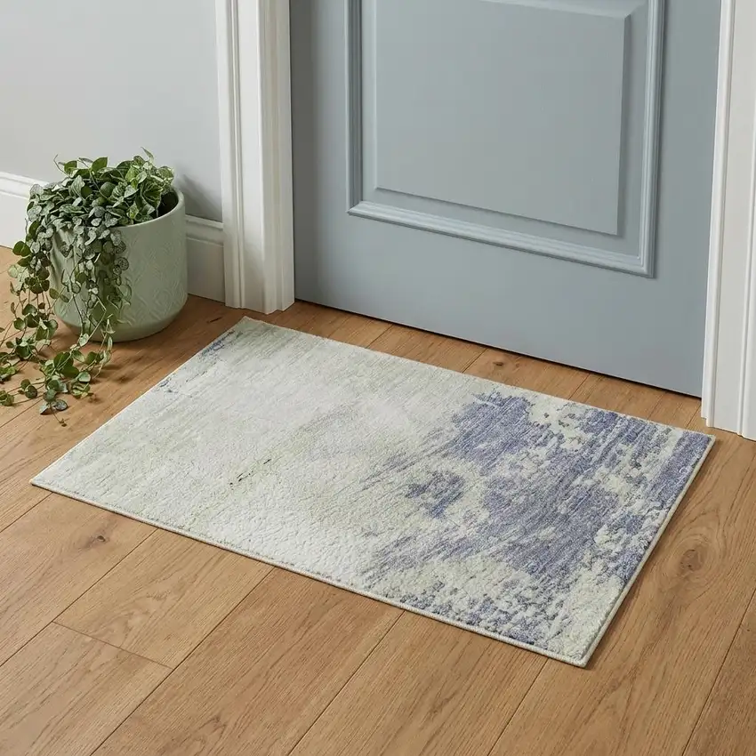 Artichoke Green Lavender And Ivory Abstract Washable Area Rug With UV Protection Photo 1