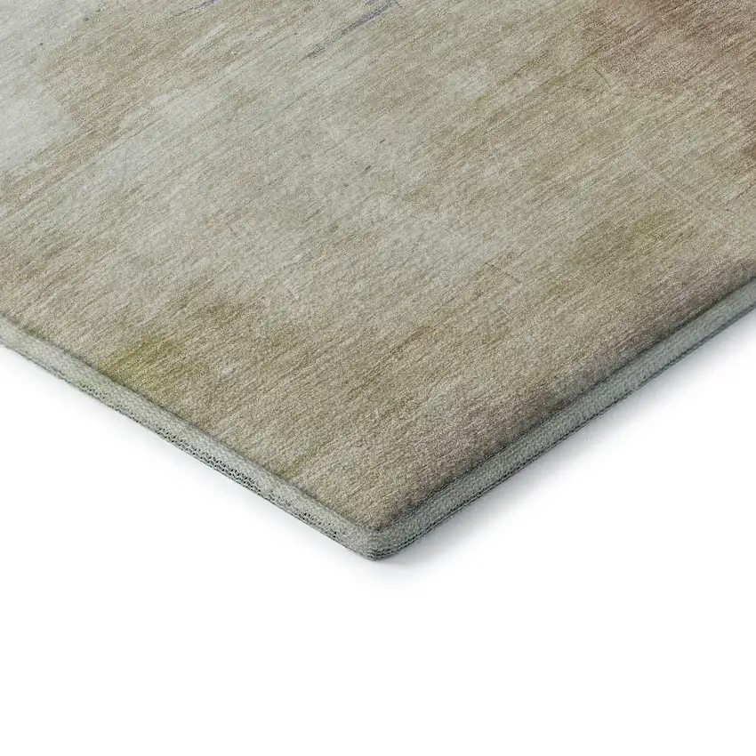 Artichoke Green Lavender And Ivory Abstract Washable Area Rug With UV Protection Photo 6