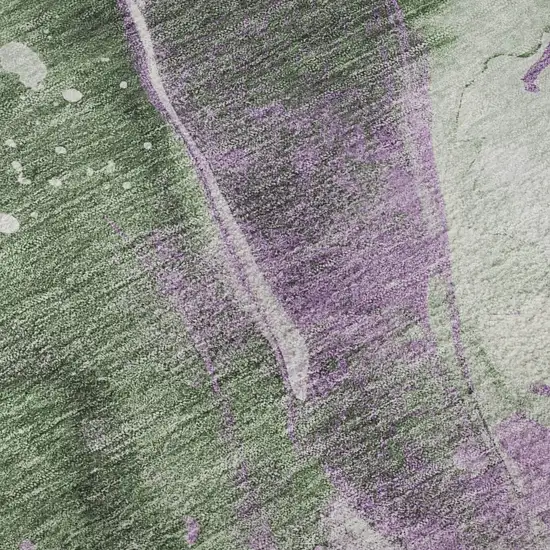 Artichoke Green Lavender And Ivory Abstract Washable Area Rug With UV Protection Photo 8