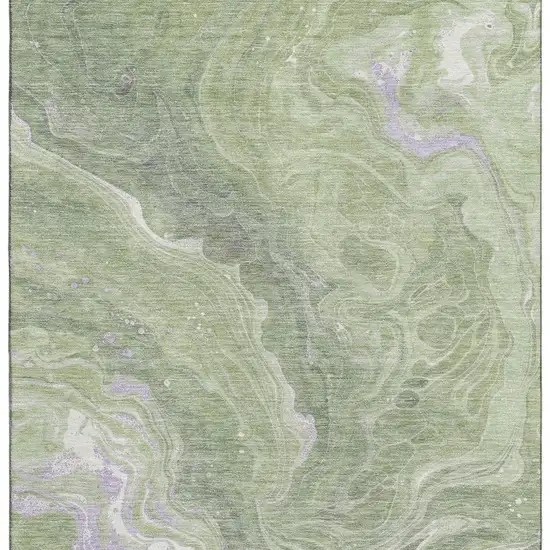 Artichoke Green Lavender And Ivory Abstract Washable Area Rug With UV Protection Photo 3