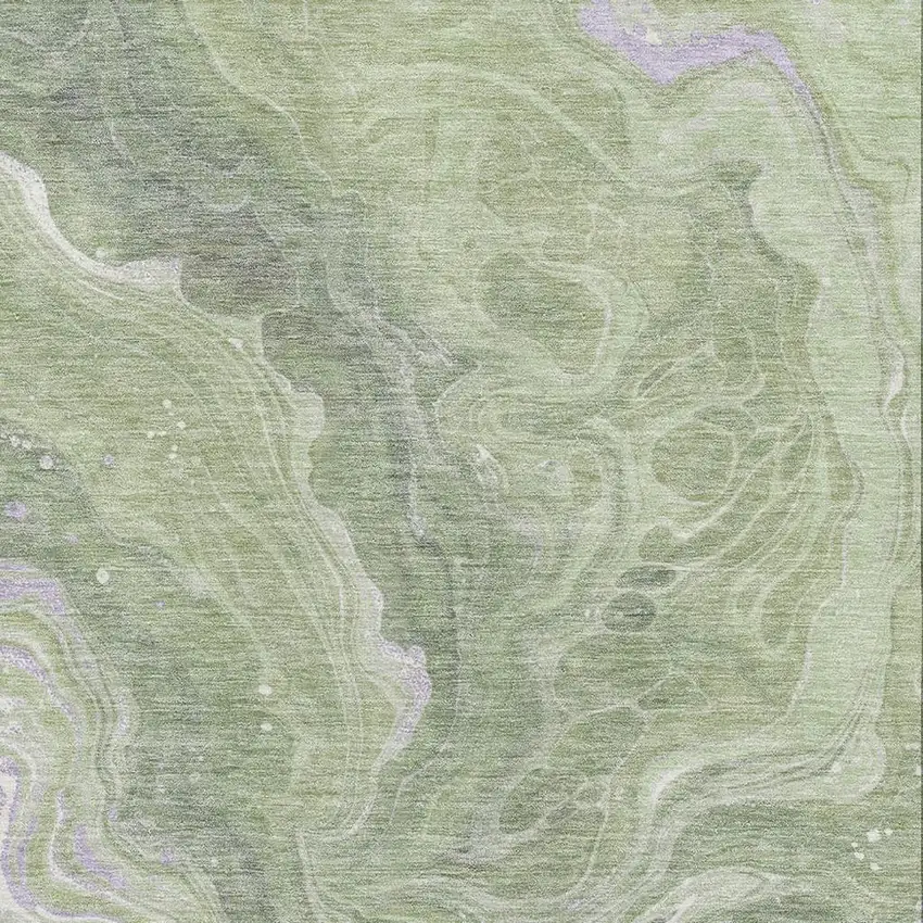 Artichoke Green Lavender And Ivory Abstract Washable Area Rug With UV Protection Photo 2