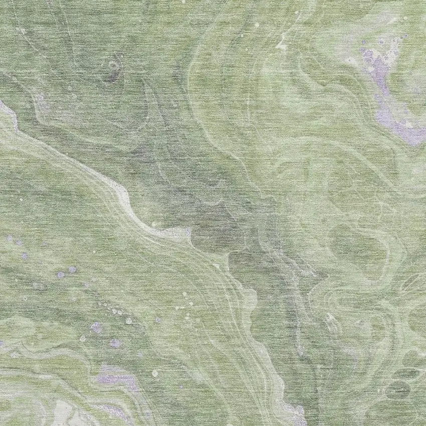 Artichoke Green Lavender And Ivory Abstract Washable Area Rug With UV Protection Photo 2