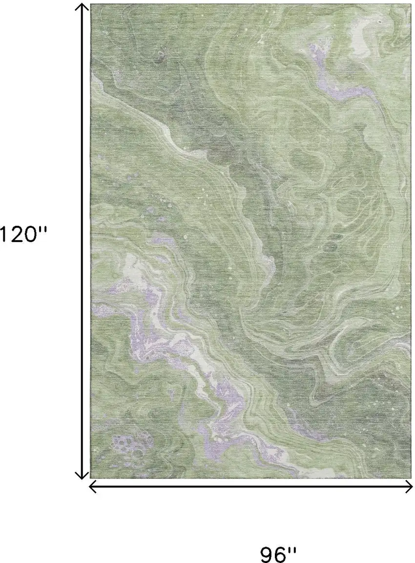 Artichoke Green Lavender And Ivory Abstract Washable Area Rug With UV Protection Photo 9
