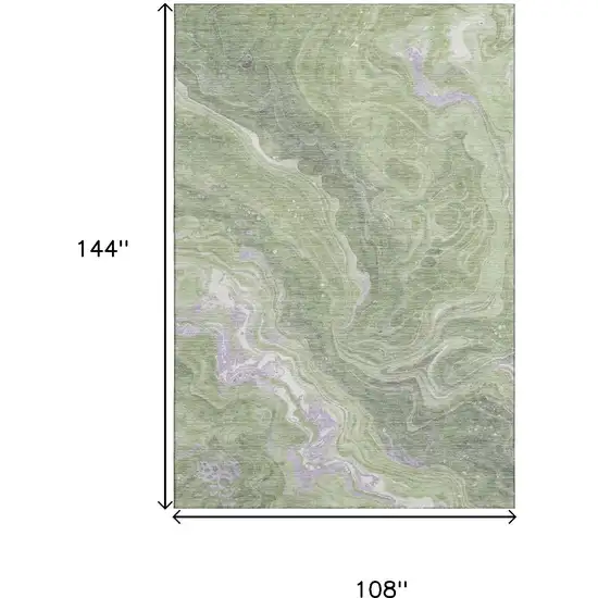 Artichoke Green Lavender And Ivory Abstract Washable Area Rug With UV Protection Photo 9