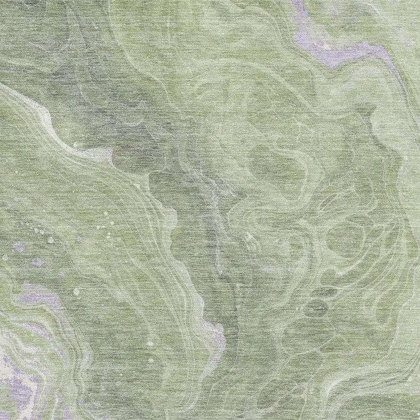 Artichoke Green Lavender And Ivory Abstract Washable Area Rug With UV Protection Photo 2