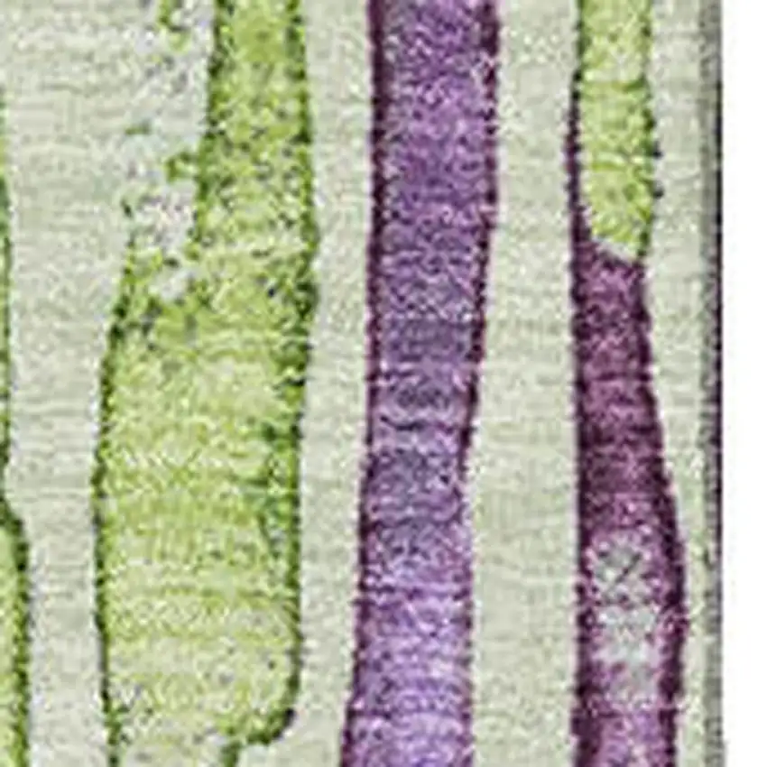 Artichoke Green Lavender And Ivory Striped Washable Area Rug With UV Protection Photo 2