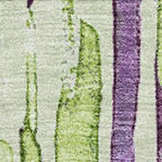 Artichoke Green Lavender And Ivory Striped Washable Area Rug With UV Protection Photo 2