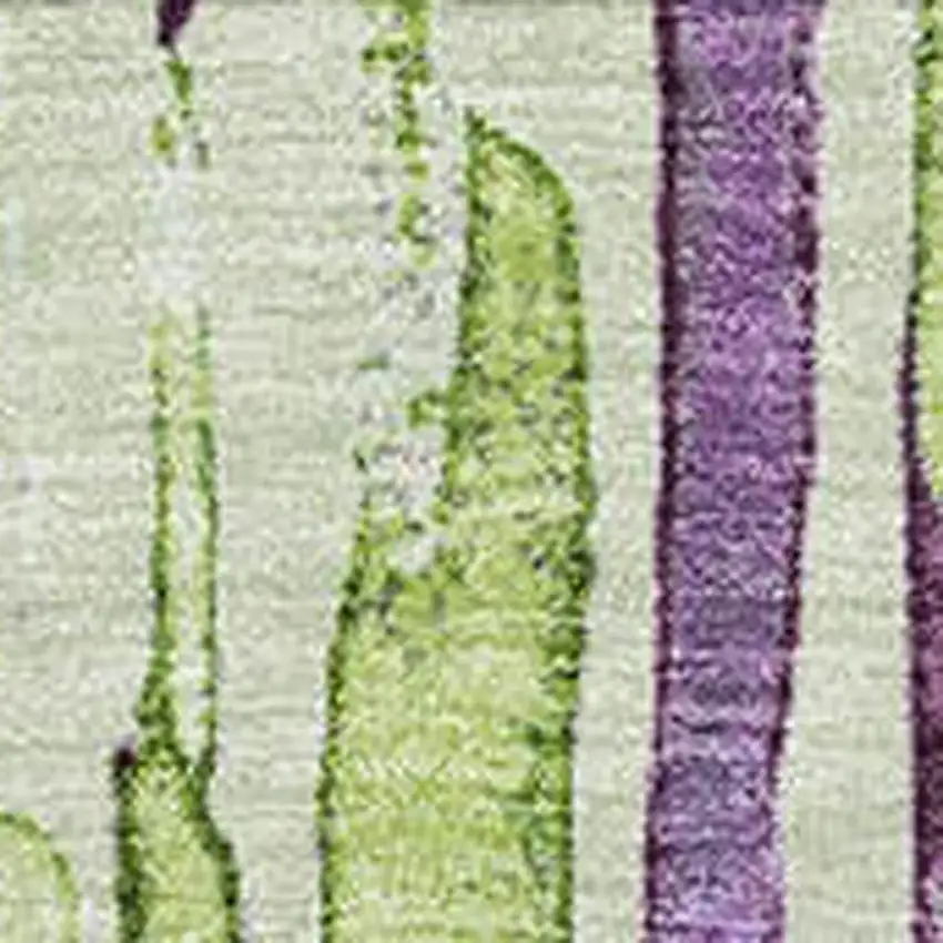 Artichoke Green Lavender And Ivory Striped Washable Area Rug With UV Protection Photo 2