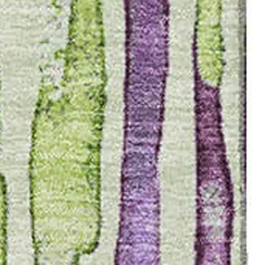 Artichoke Green Lavender And Ivory Striped Washable Area Rug With UV Protection Photo 2