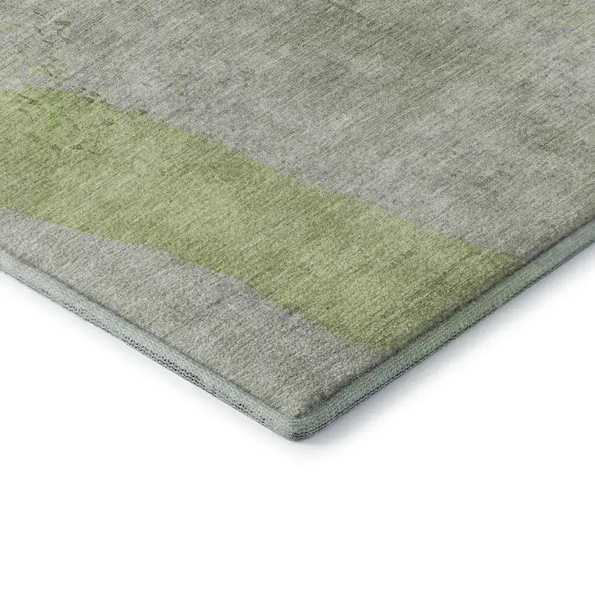 Artichoke Green Lavender And Taupe Abstract Washable Area Rug With UV Protection Photo 9