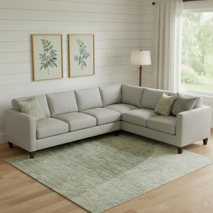 Artichoke Green Lavender And Taupe Abstract Washable Area Rug With UV Protection Photo 2