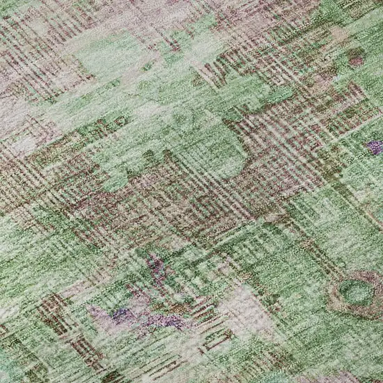 Artichoke Green Lavender And Teal Oriental Washable Area Rug With UV Protection Photo 9