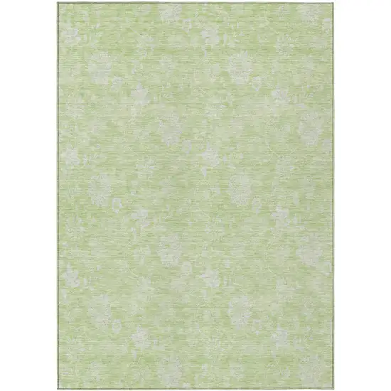 Artichoke Green Mint Green And Ivory Floral Washable Indoor Outdoor Area Rug Photo 2