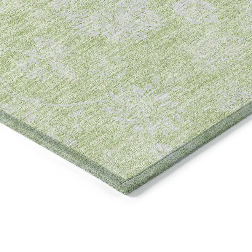 Artichoke Green Mint Green And Ivory Floral Washable Indoor Outdoor Area Rug Photo 4