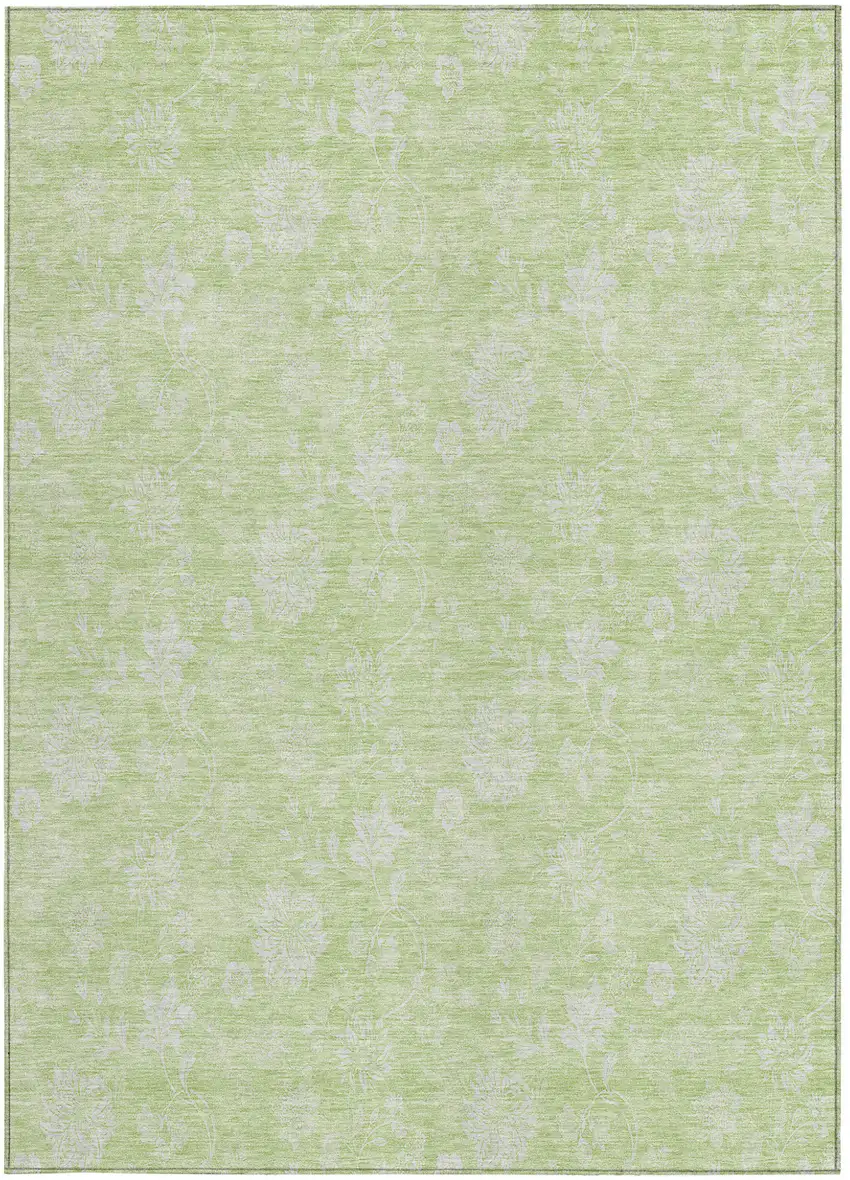 Artichoke Green Mint Green And Ivory Floral Washable Indoor Outdoor Area Rug Photo 6
