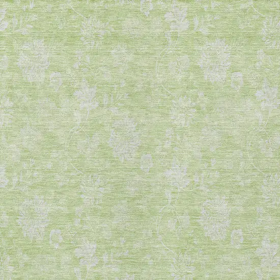 Artichoke Green Mint Green And Ivory Floral Washable Indoor Outdoor Area Rug Photo 5