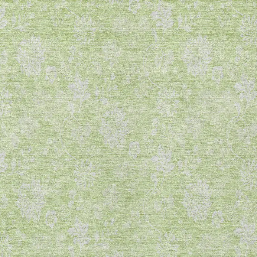 Artichoke Green Mint Green And Ivory Floral Washable Indoor Outdoor Area Rug Photo 5