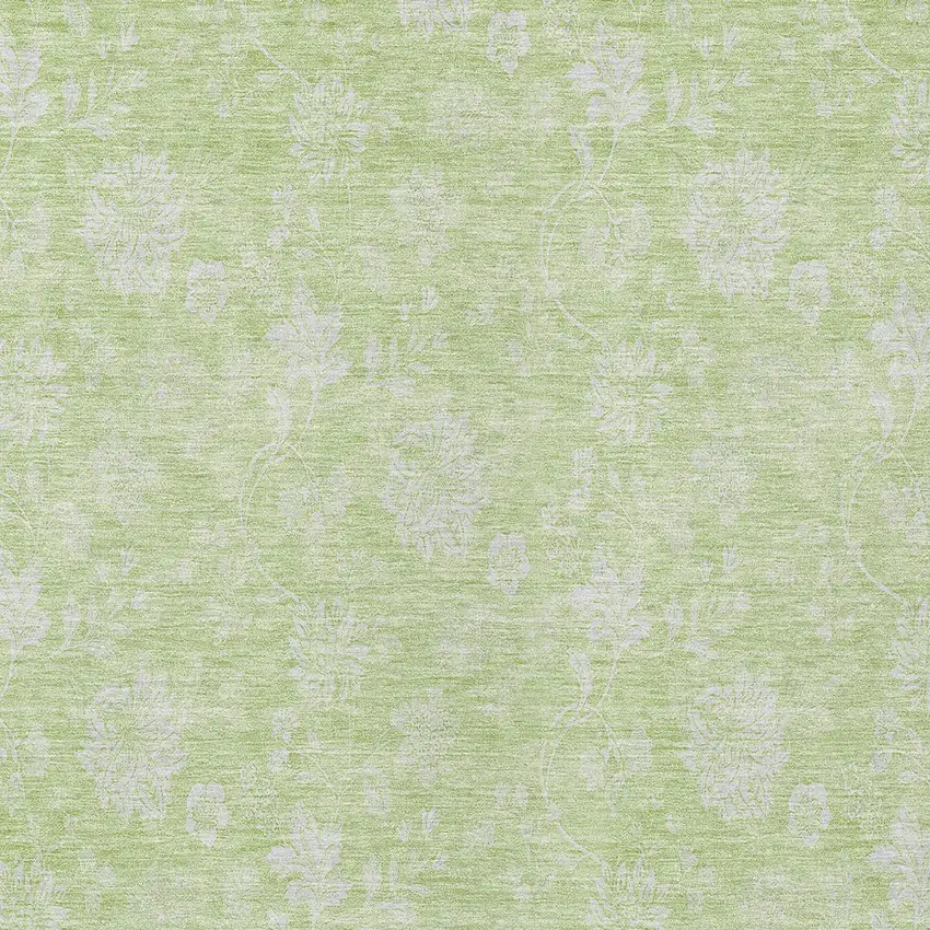 Artichoke Green Mint Green And Ivory Floral Washable Indoor Outdoor Area Rug Photo 5