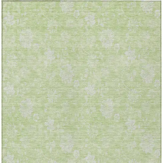 Artichoke Green Mint Green And Ivory Floral Washable Indoor Outdoor Area Rug Photo 6