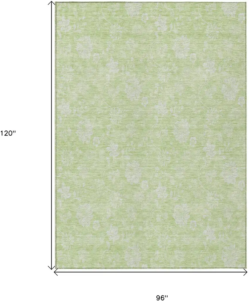 Artichoke Green Mint Green And Ivory Floral Washable Indoor Outdoor Area Rug Photo 3