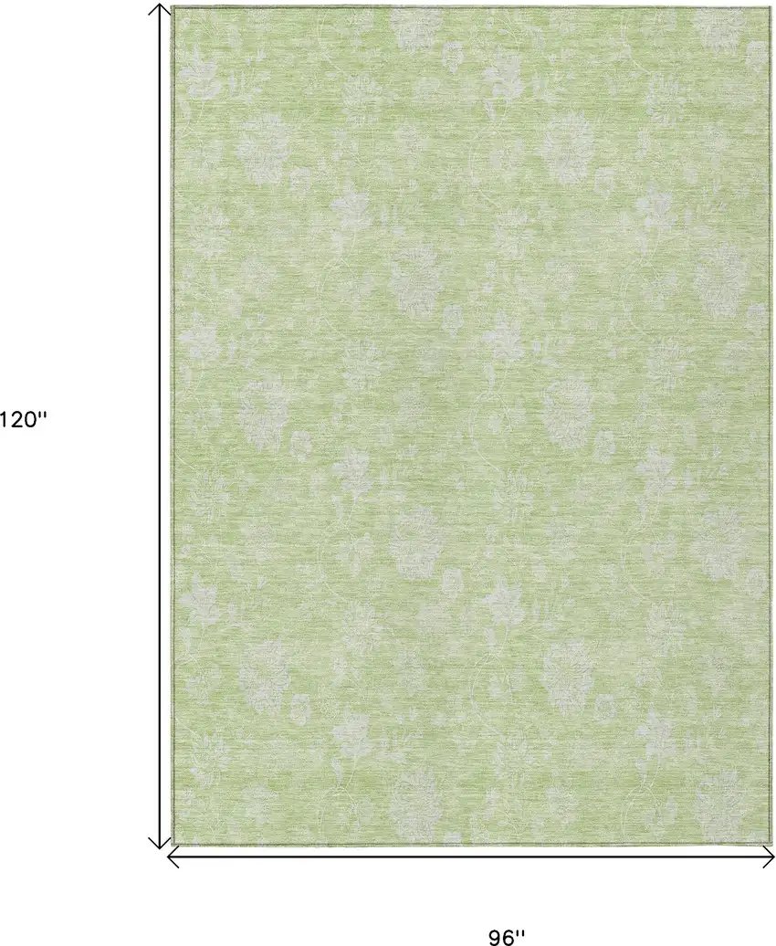 Artichoke Green Mint Green And Ivory Floral Washable Indoor Outdoor Area Rug Photo 3