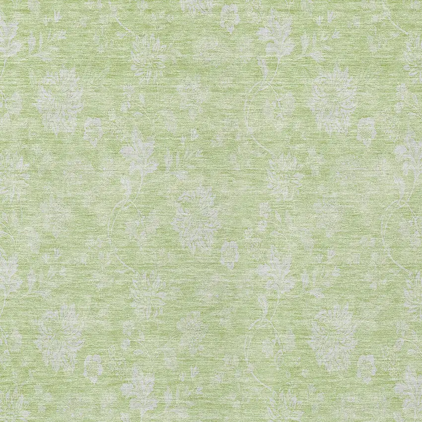 Artichoke Green Mint Green And Ivory Floral Washable Indoor Outdoor Area Rug Photo 5