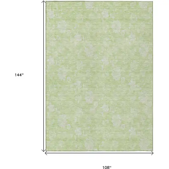 Artichoke Green Mint Green And Ivory Floral Washable Indoor Outdoor Area Rug Photo 3
