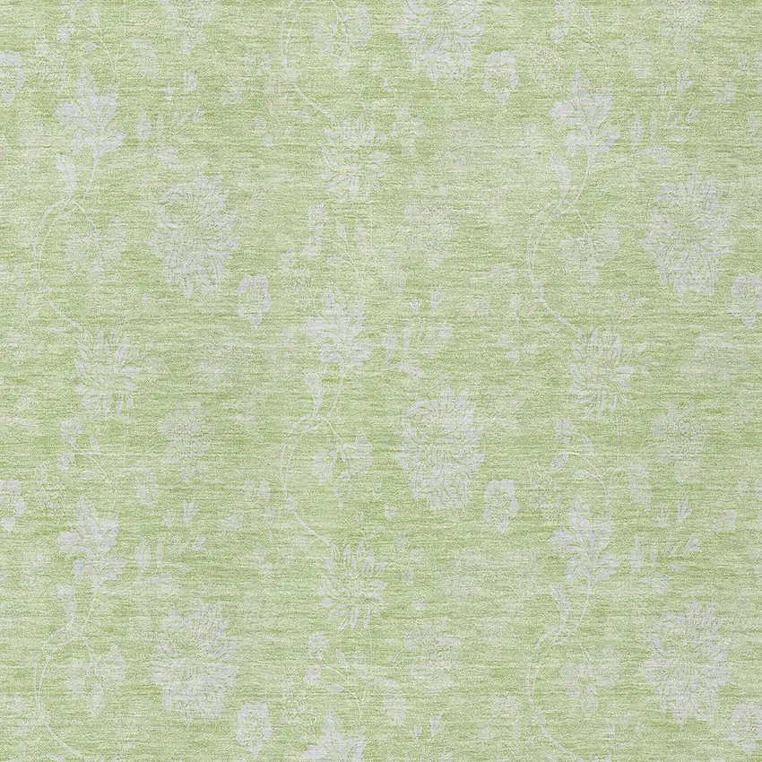 Artichoke Green Mint Green And Ivory Floral Washable Indoor Outdoor Area Rug Photo 5