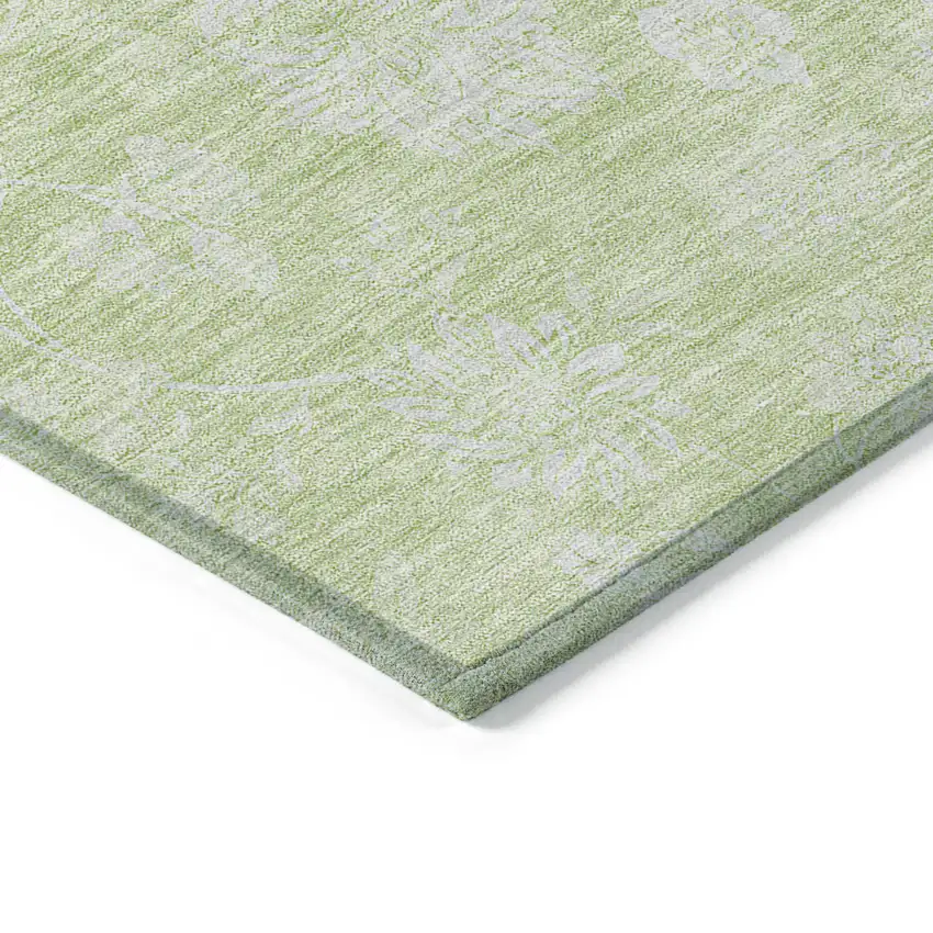 Artichoke Green Mint Green And Ivory Floral Washable Indoor Outdoor Area Rug Photo 4