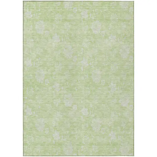 Artichoke Green Mint Green And Ivory Floral Washable Indoor Outdoor Area Rug Photo 2