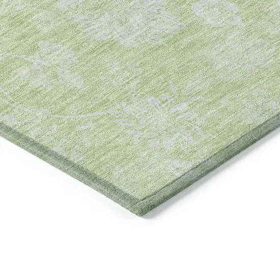 Artichoke Green Mint Green And Ivory Floral Washable Indoor Outdoor Area Rug Photo 4