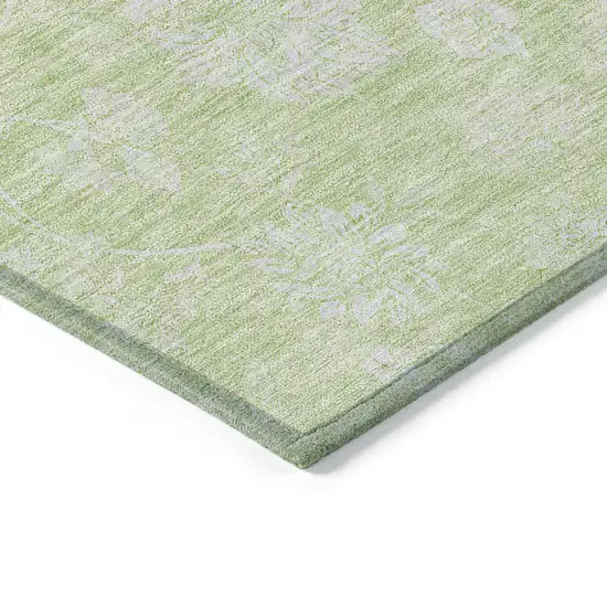 Artichoke Green Mint Green And Ivory Floral Washable Indoor Outdoor Area Rug Photo 4