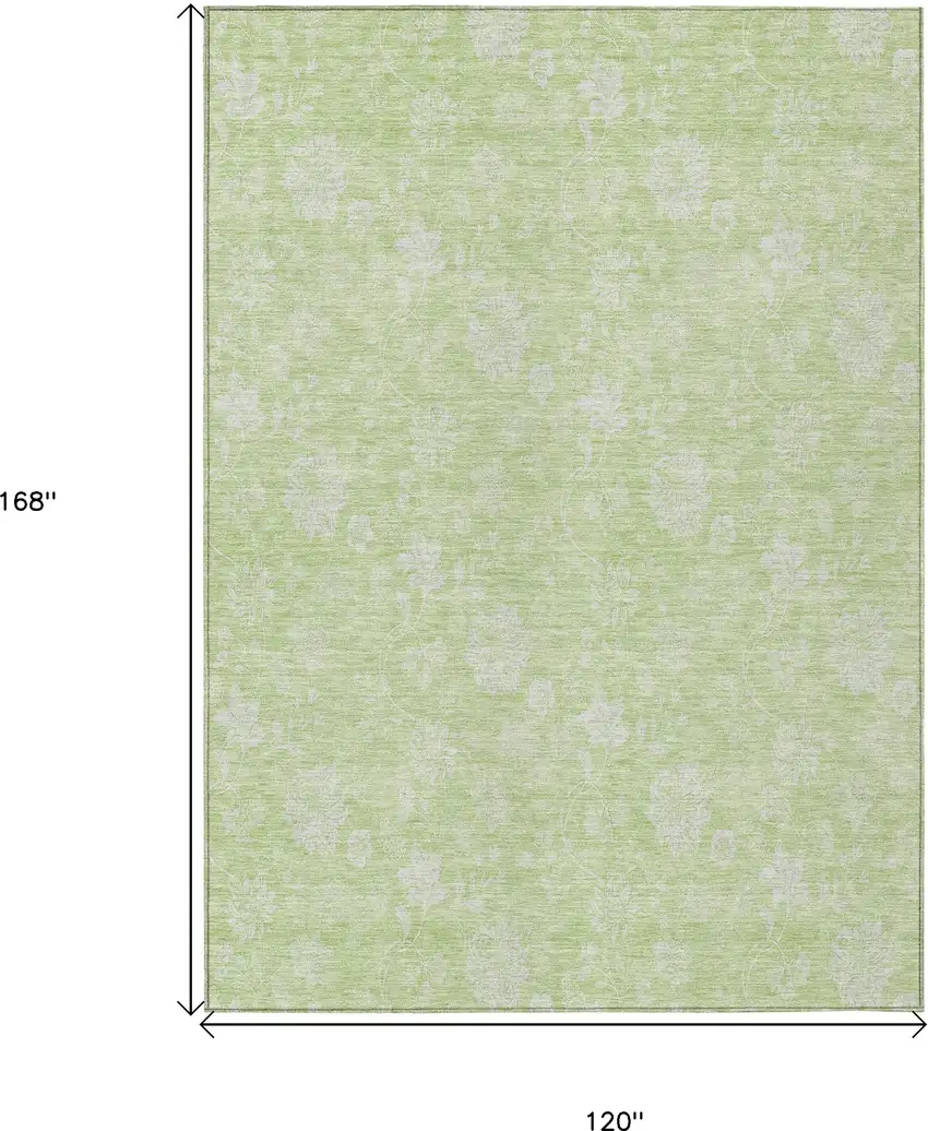 Artichoke Green Mint Green And Ivory Floral Washable Indoor Outdoor Area Rug Photo 3