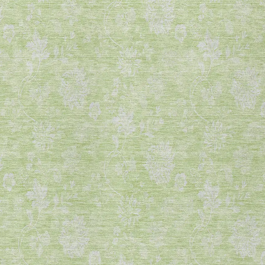Artichoke Green Mint Green And Ivory Floral Washable Indoor Outdoor Area Rug Photo 5