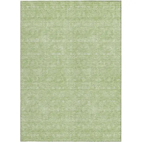 Artichoke Green Mint Green And Ivory Floral Washable Indoor Outdoor Area Rug Photo 3