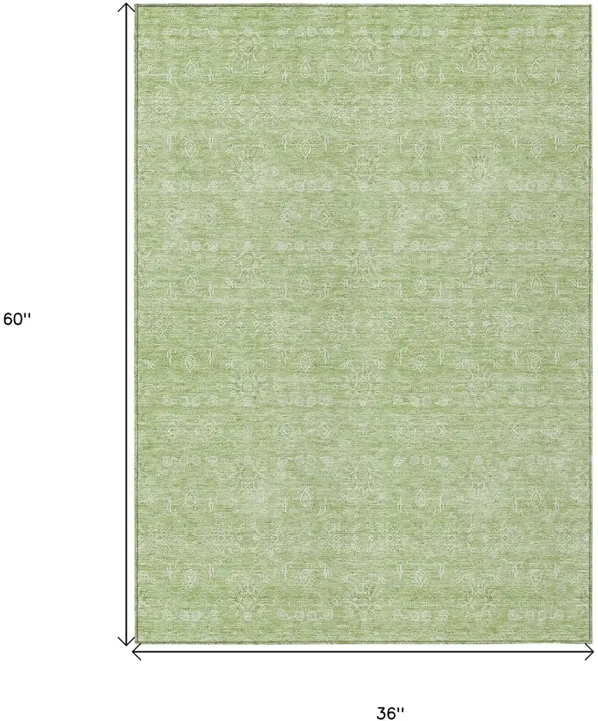 Artichoke Green Mint Green And Ivory Floral Washable Indoor Outdoor Area Rug Photo 8