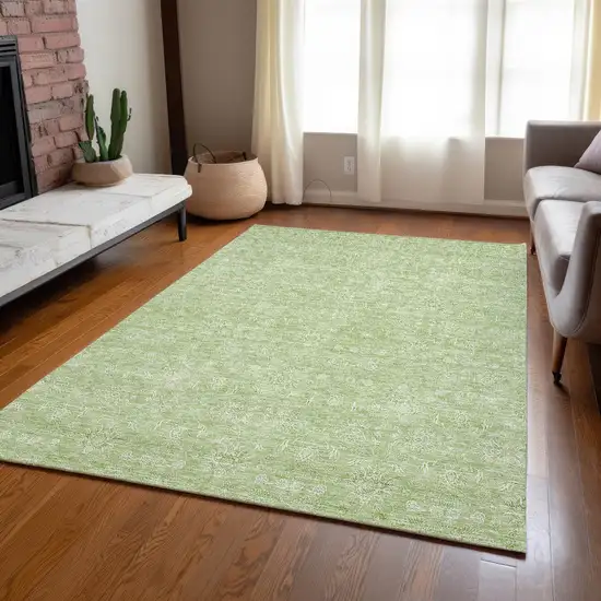 Artichoke Green Mint Green And Ivory Floral Washable Indoor Outdoor Area Rug Photo 6