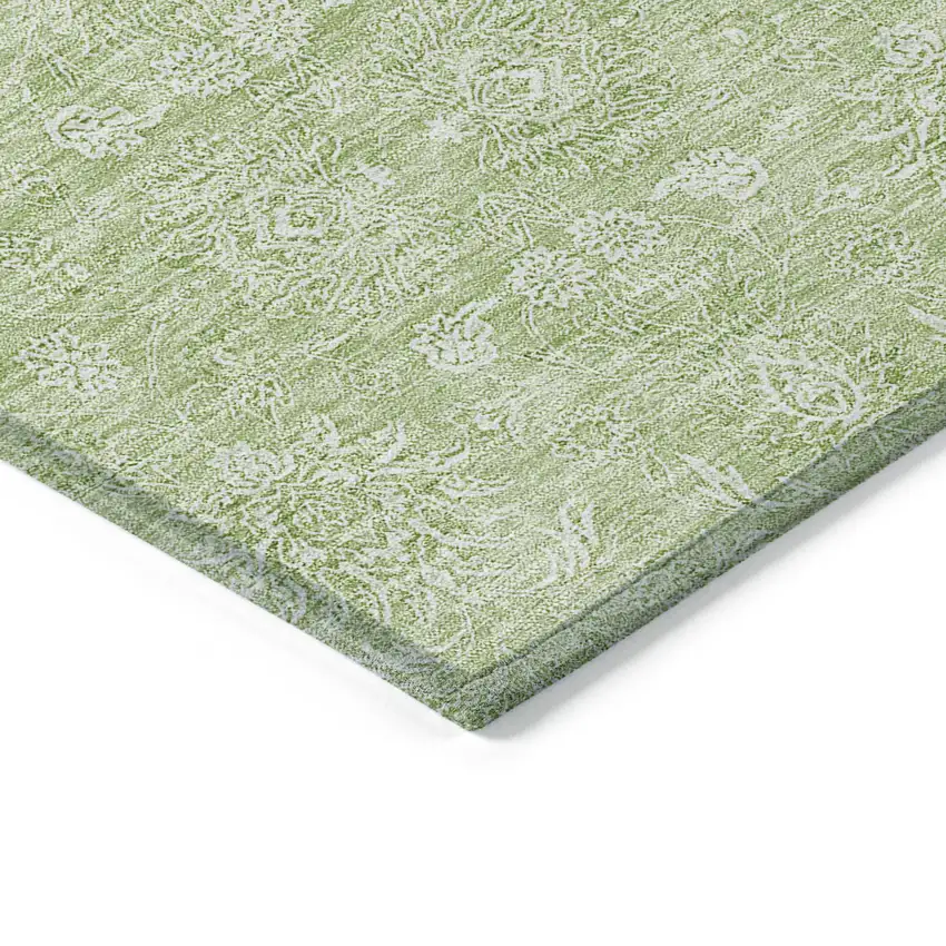 Artichoke Green Mint Green And Ivory Floral Washable Indoor Outdoor Area Rug Photo 2